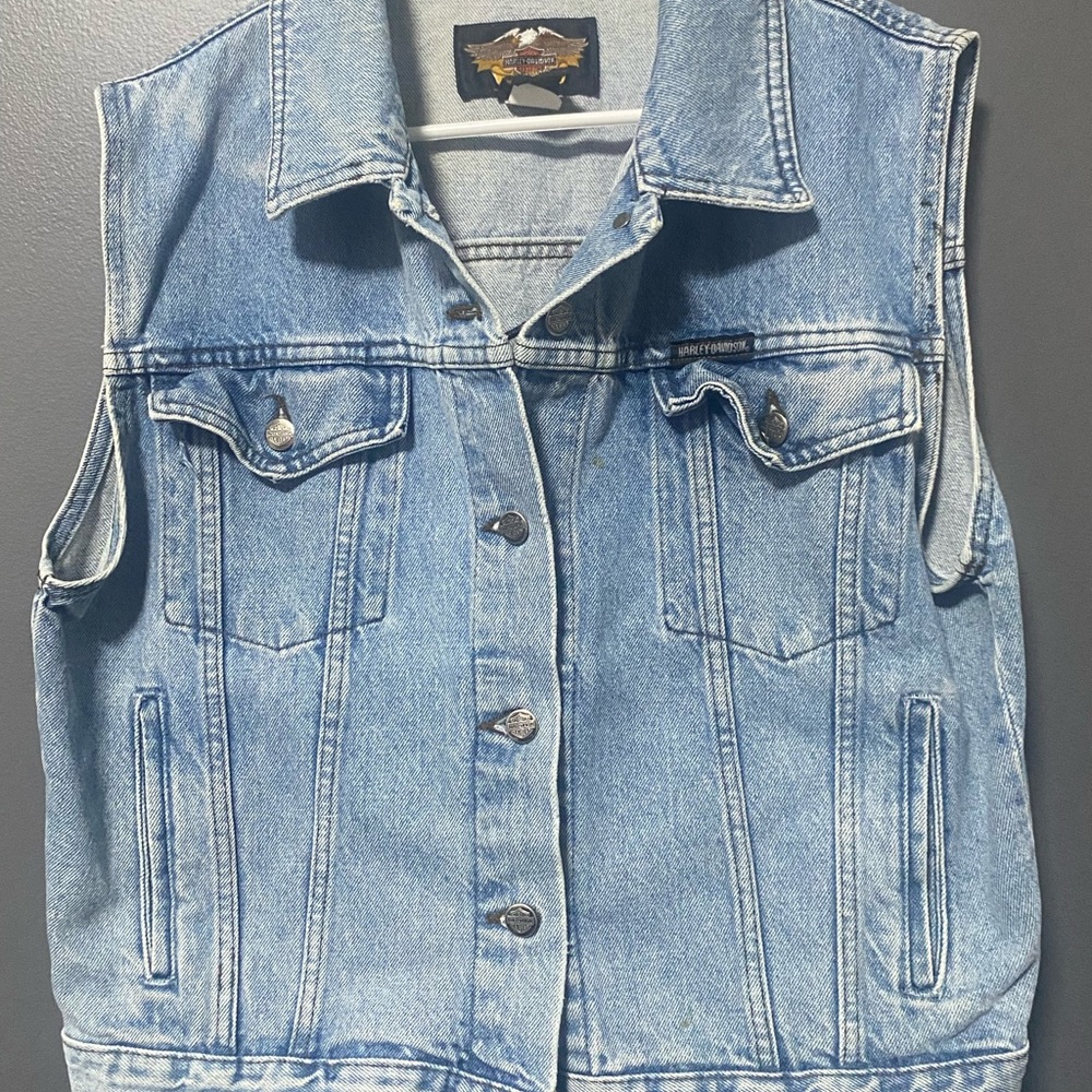 Harley-Davidson Light Blue Denim Vest with Logo Tag
